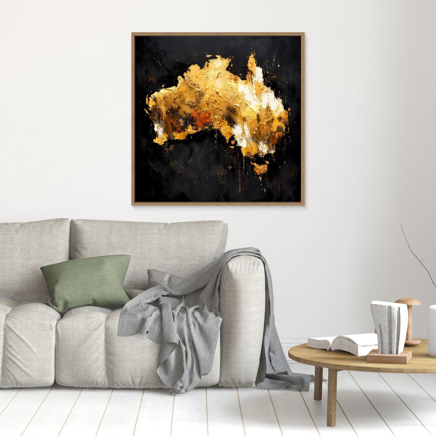 Leinwand Goldene Landkarte von Australien | Modernes Luxus Wandbild Kontinent