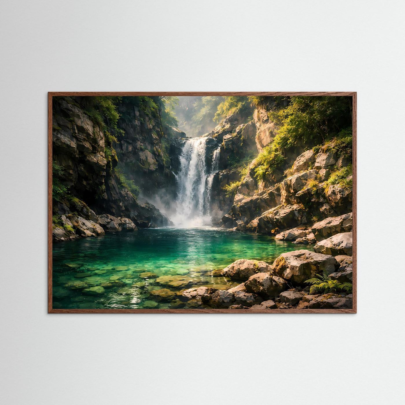 Versteckter Wasserfall in der Schlucht | Panorama Natur & Wasser Poster Querformat