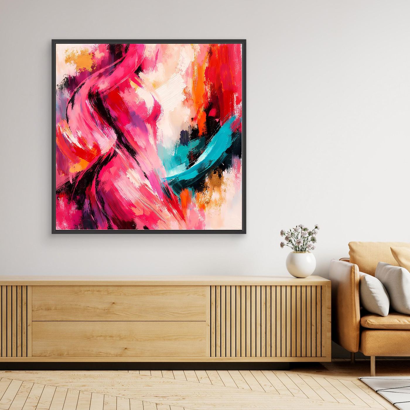 Leinwandbild Abstrakte Weibliche Silhouette | Elegantes Farbenfrohes Wandbild auf echtem Holzkeilrahmen