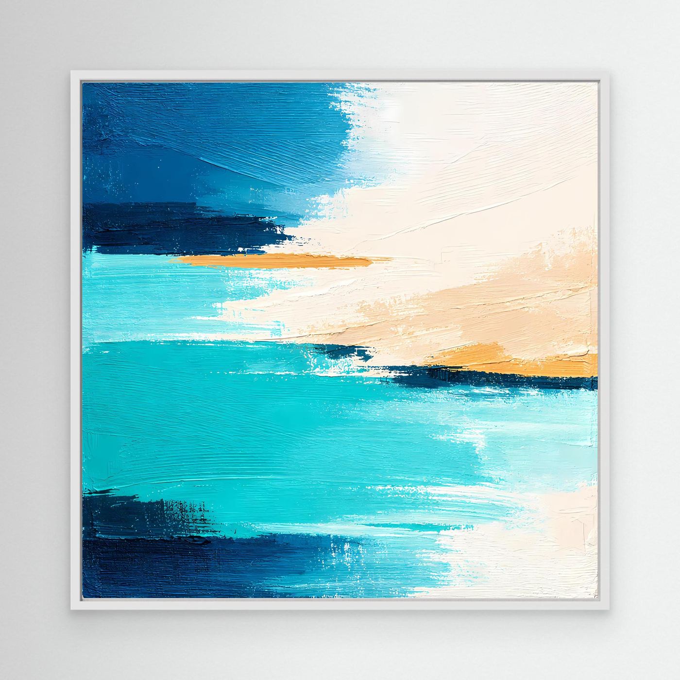 Leinwand Abstrakte Meeresbrise in Türkis und Beige | Modernes Acryl Wandbild