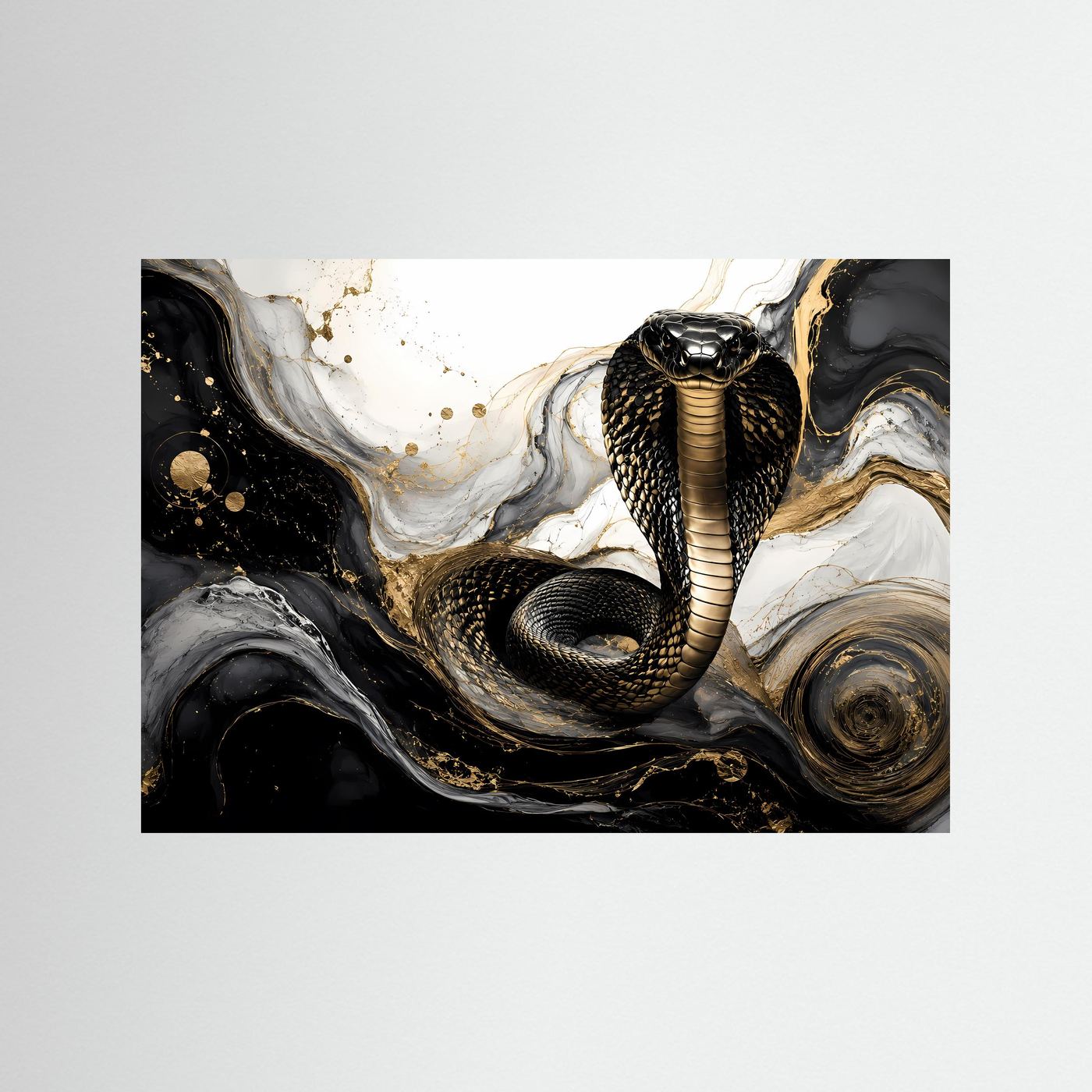 Elegante Kobra in Gold & Schwarz | Moderne abstrakte Tierkunst Poster