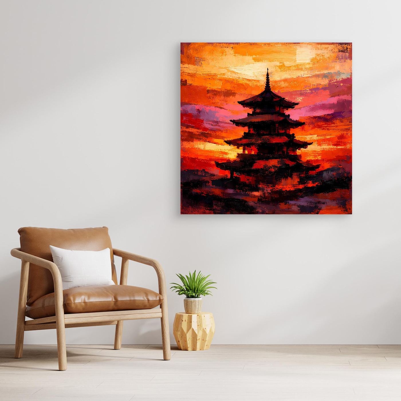 Leinwandbild Traditionelle Japanische Pagode | Abstraktes Asien-Wandbild