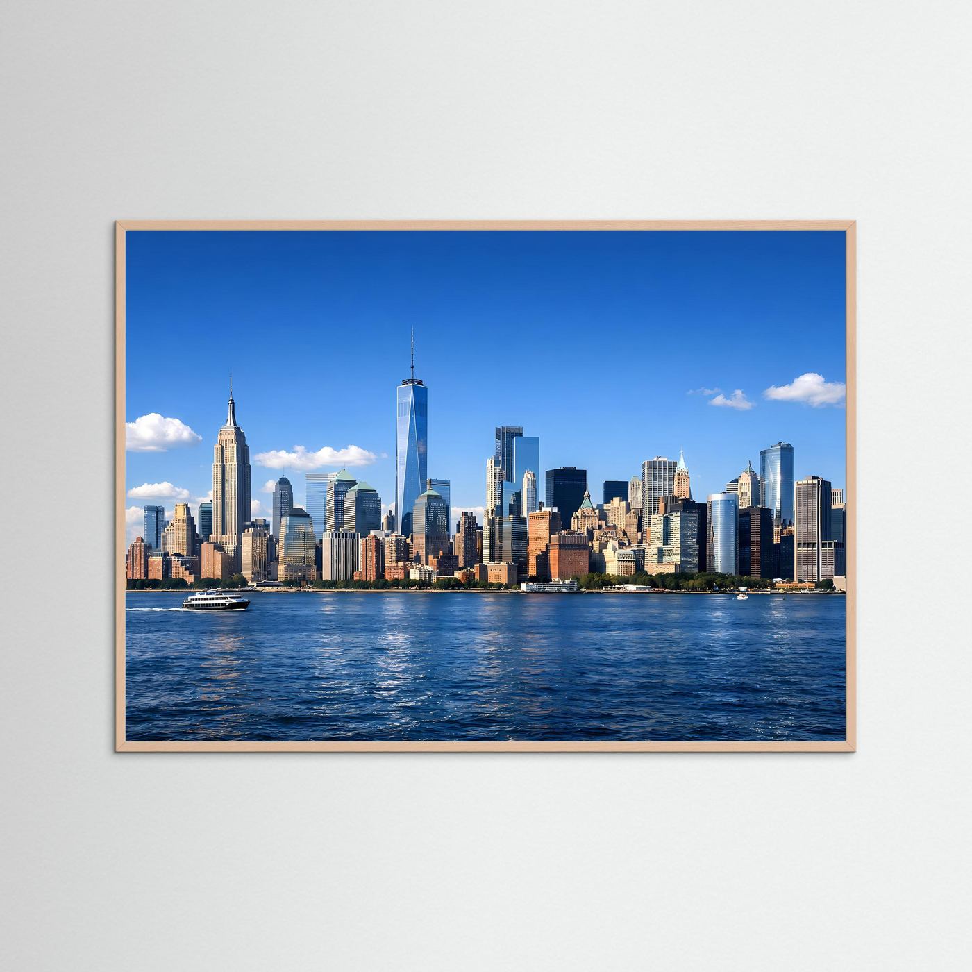 New York City Skyline am Hudson River | Panorama Wolkenkratzer & Metropole Poster Querformat