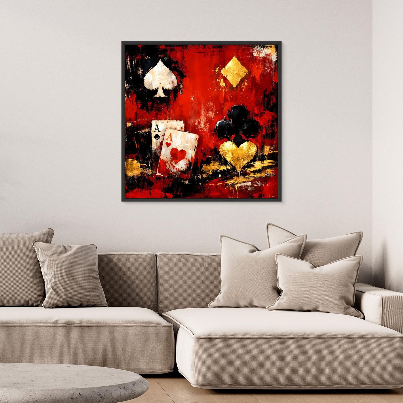 Leinwand Abstraktes Poker-Design mit Assen | Modernes Spielkarten Wandbild Kunst