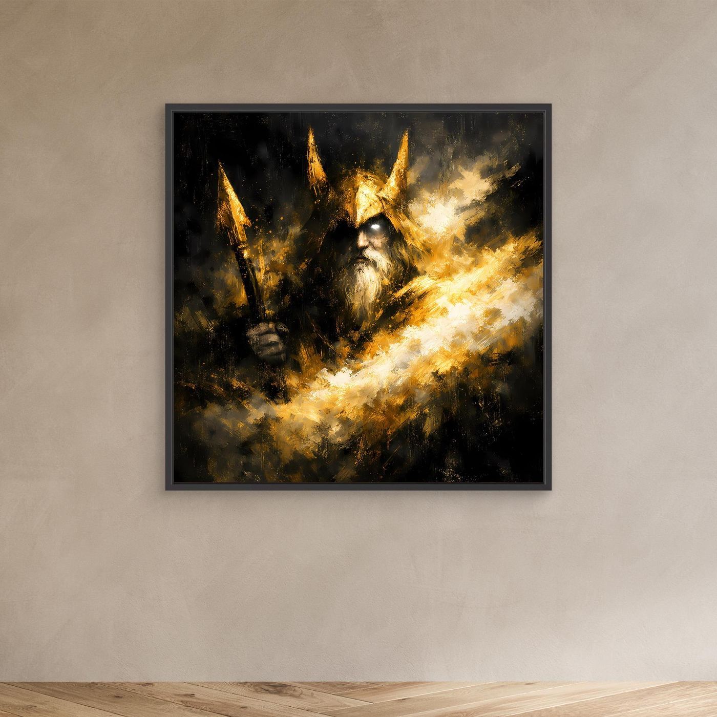 Leinwand Goldener Odin Nordischer Gott | Abstraktes Wikinger Wandbild Modern
