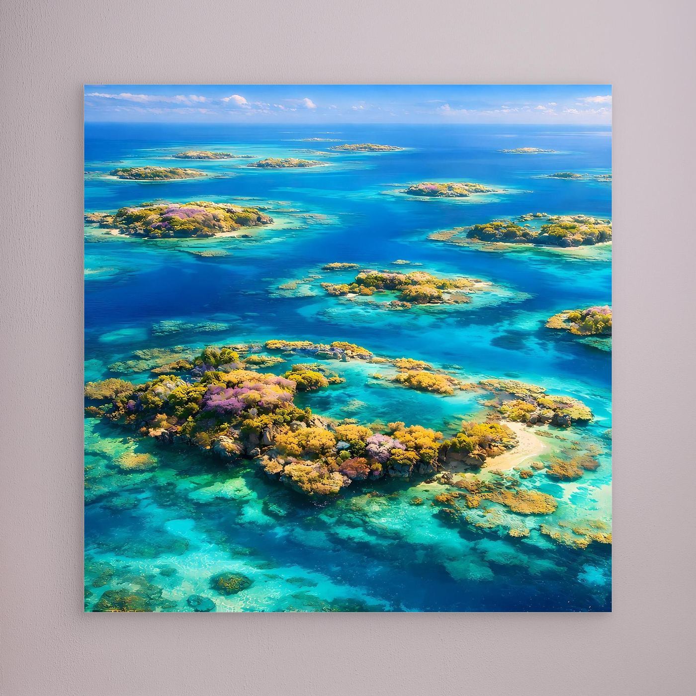 Leinwandbild Paradiesische Inselwelt | Tropisches Atoll Wandbild auf echtem Holzkeilrahmen