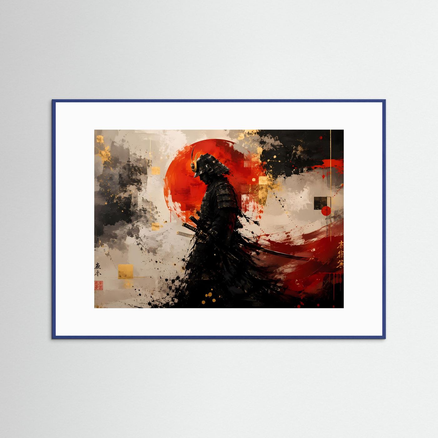 Pfad der Ehre: Samurai vor roter Sonne | Modernes Japan-Art Poster Querformat - Copy