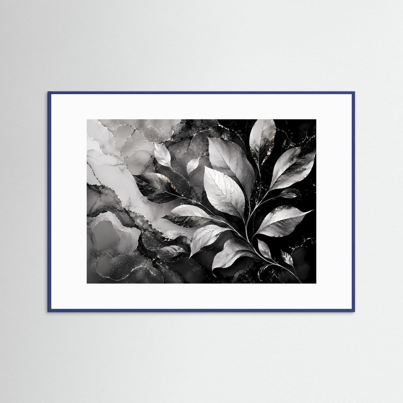 Schwarz Weiß Blätter Poster | Botanische Wandkunst | Abstrakte Natur Blätter Modernes Wandbild