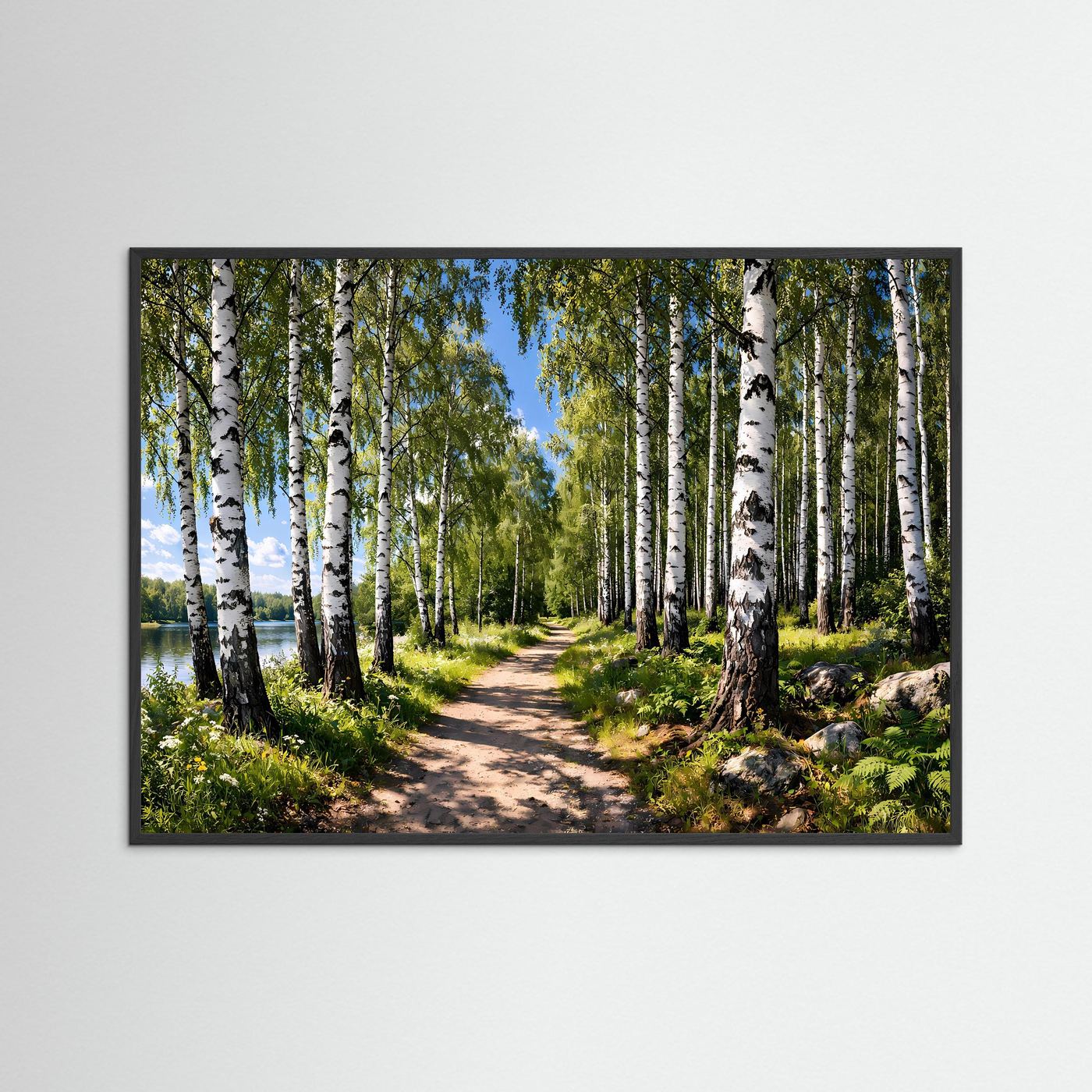 Lichter Birkenwald am Seeufer | Natur & Weg Poster Querformat