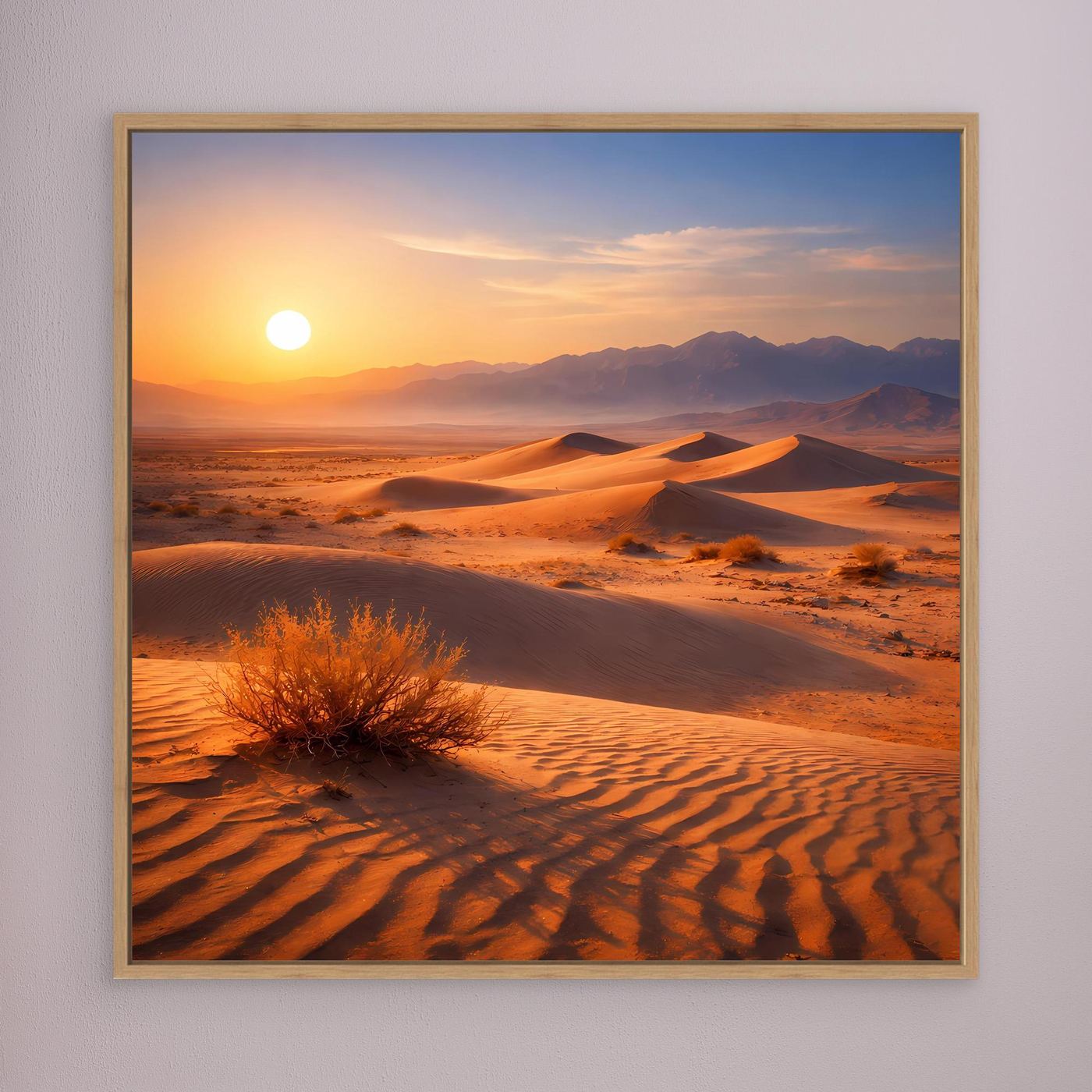 Leinwand Goldener Sonnenuntergang in der Wüste | Modernes Dünen-Landschaft Wandbild