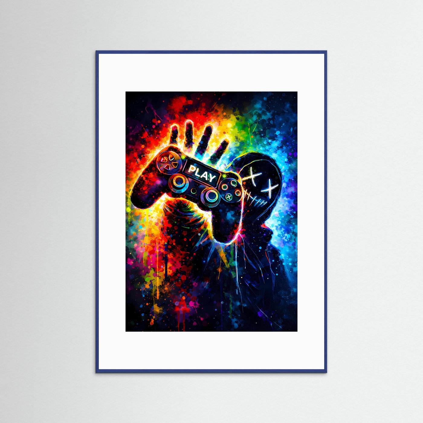 Next Level Gaming | Abstraktes Gaming Poster mit Controller & Neon-Graffiti | Modernes Kunstposter Hochformat