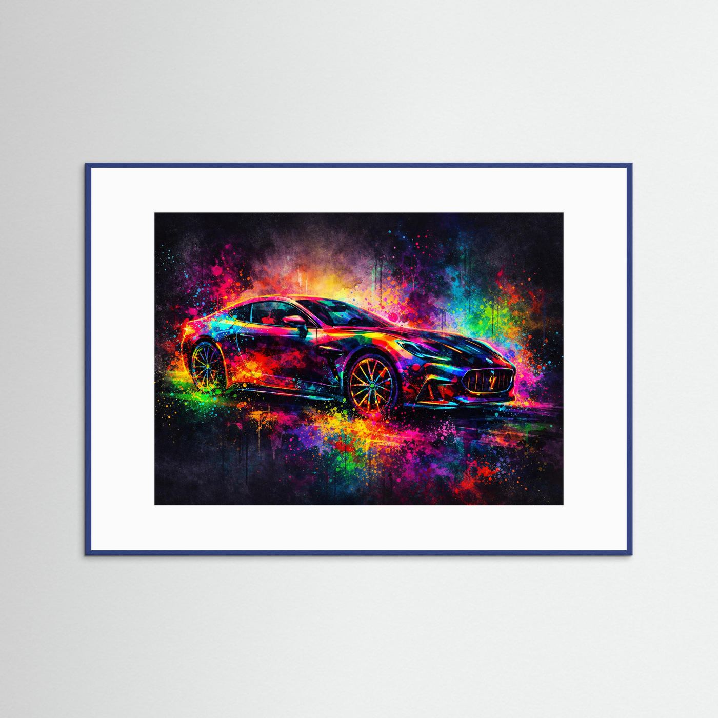 Pulsierende Dynamik & Sportwagen | Moderner Kunst Print Querformat Wandbild