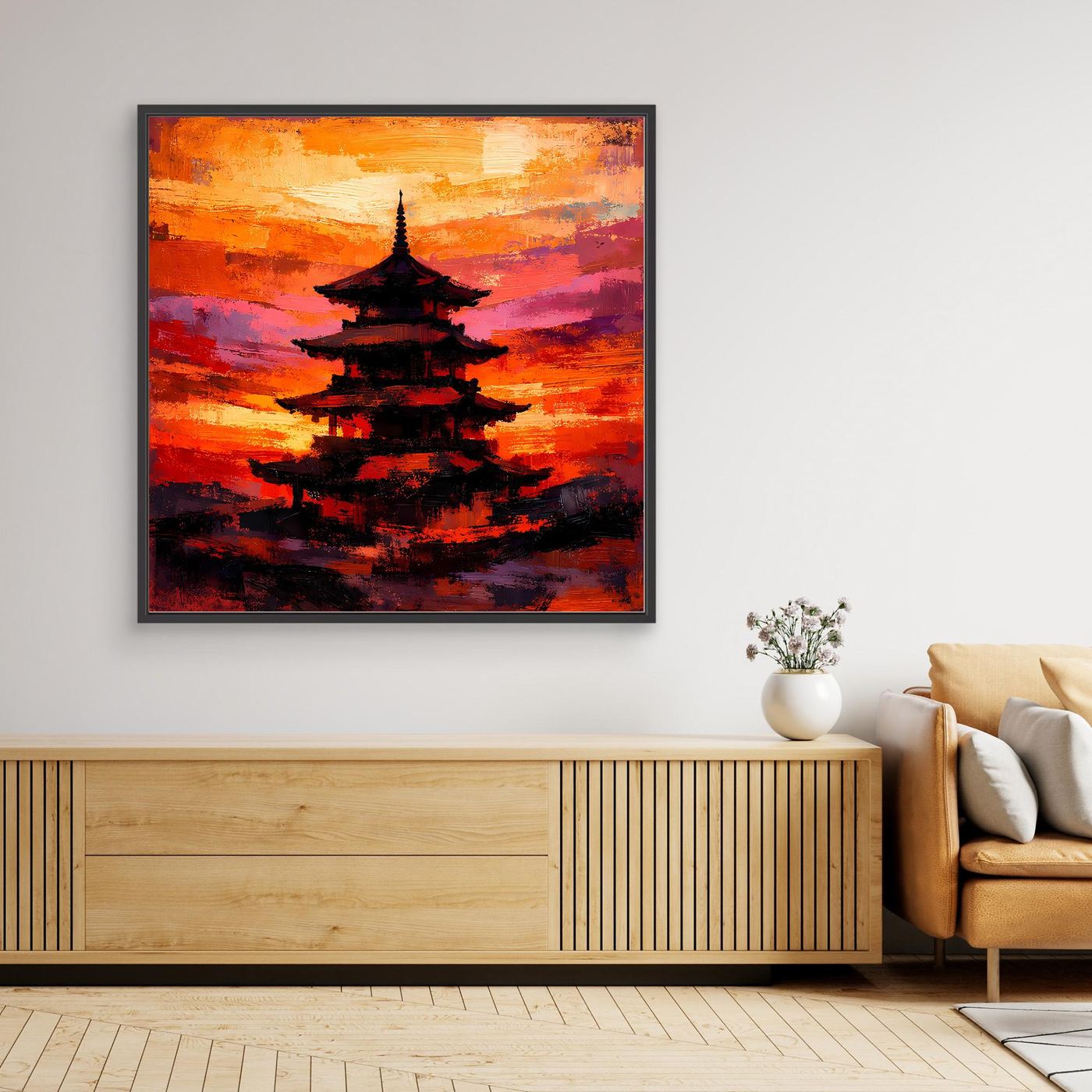 Leinwandbild Traditionelle Japanische Pagode | Abstraktes Asien-Wandbild