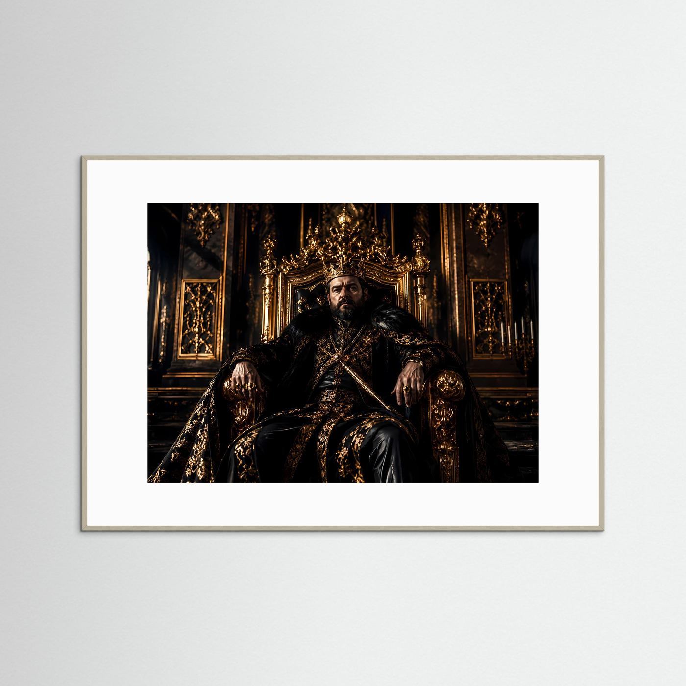 Mächtiger König auf goldenem Thron | Royaler Herrscher & Barock Poster