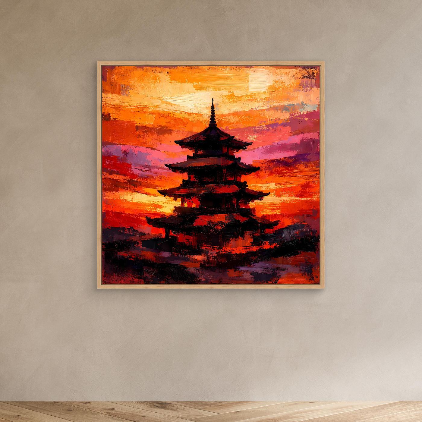 Leinwandbild Traditionelle Japanische Pagode | Abstraktes Asien-Wandbild