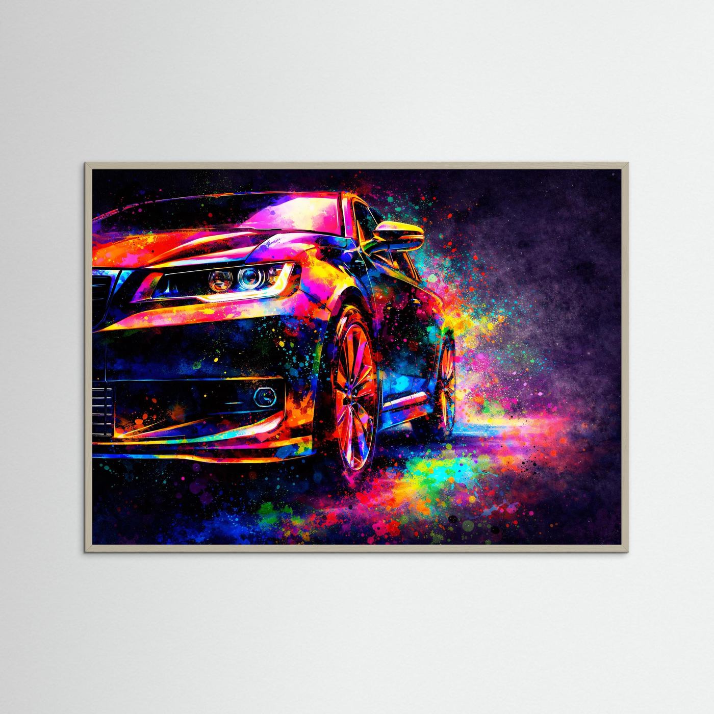Sportwagen im Farbrausch | Modernes Auto Pop Art Poster Querformat