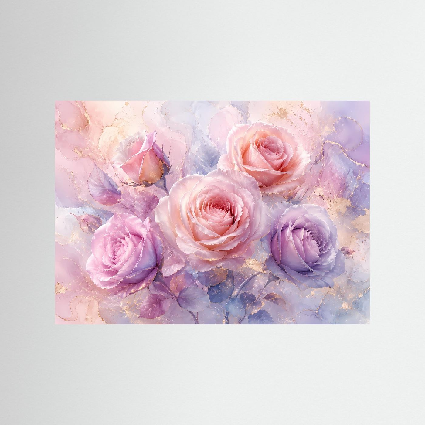 Rosen Poster Pastell | Zarte Rosenblüten in Rosa & Flieder | Florale Wandkunst | Modernes Blumenbild | Leinwand | Premium Wall Art