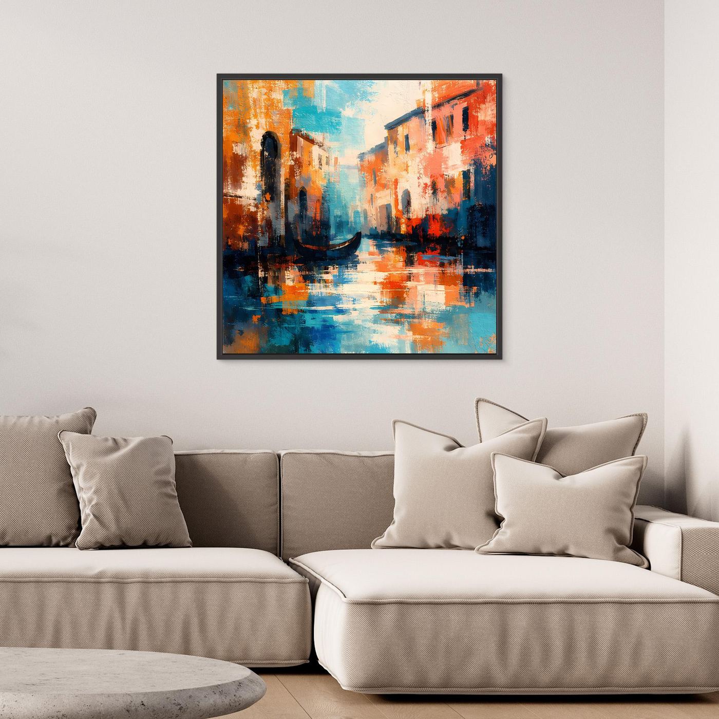 Leinwand Romantisches Venedig bei Sonnenuntergang | Abstraktes Gondel Wandbild