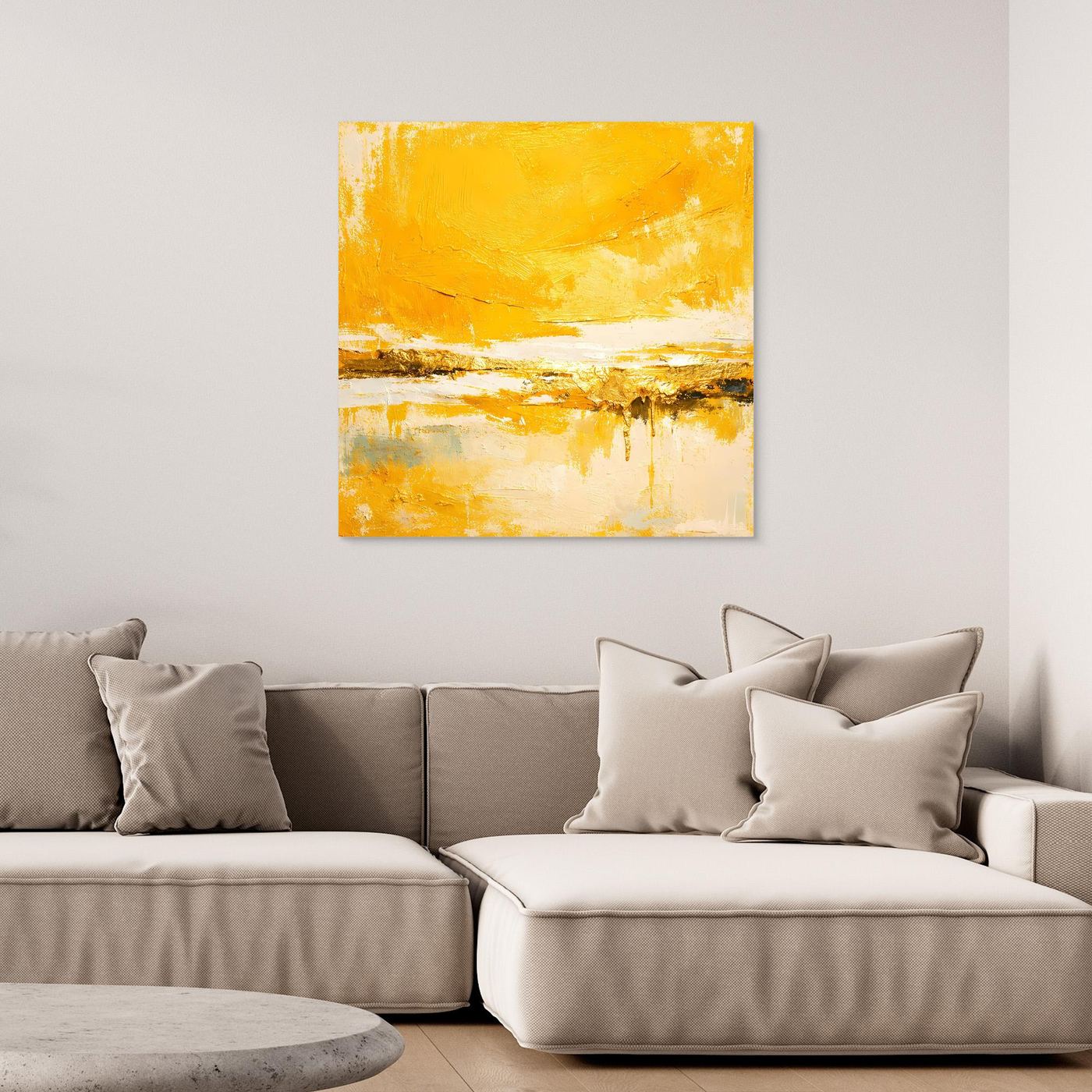 Leinwand Abstraktes Gemälde in Sonnengelb und Gold | Modernes Abstraktes Wandbild