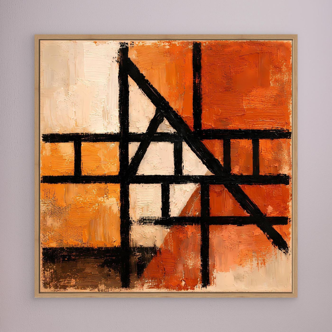 Leinwand Geometrische Linien auf Terrakotta | Abstraktes Modernes Wandbild