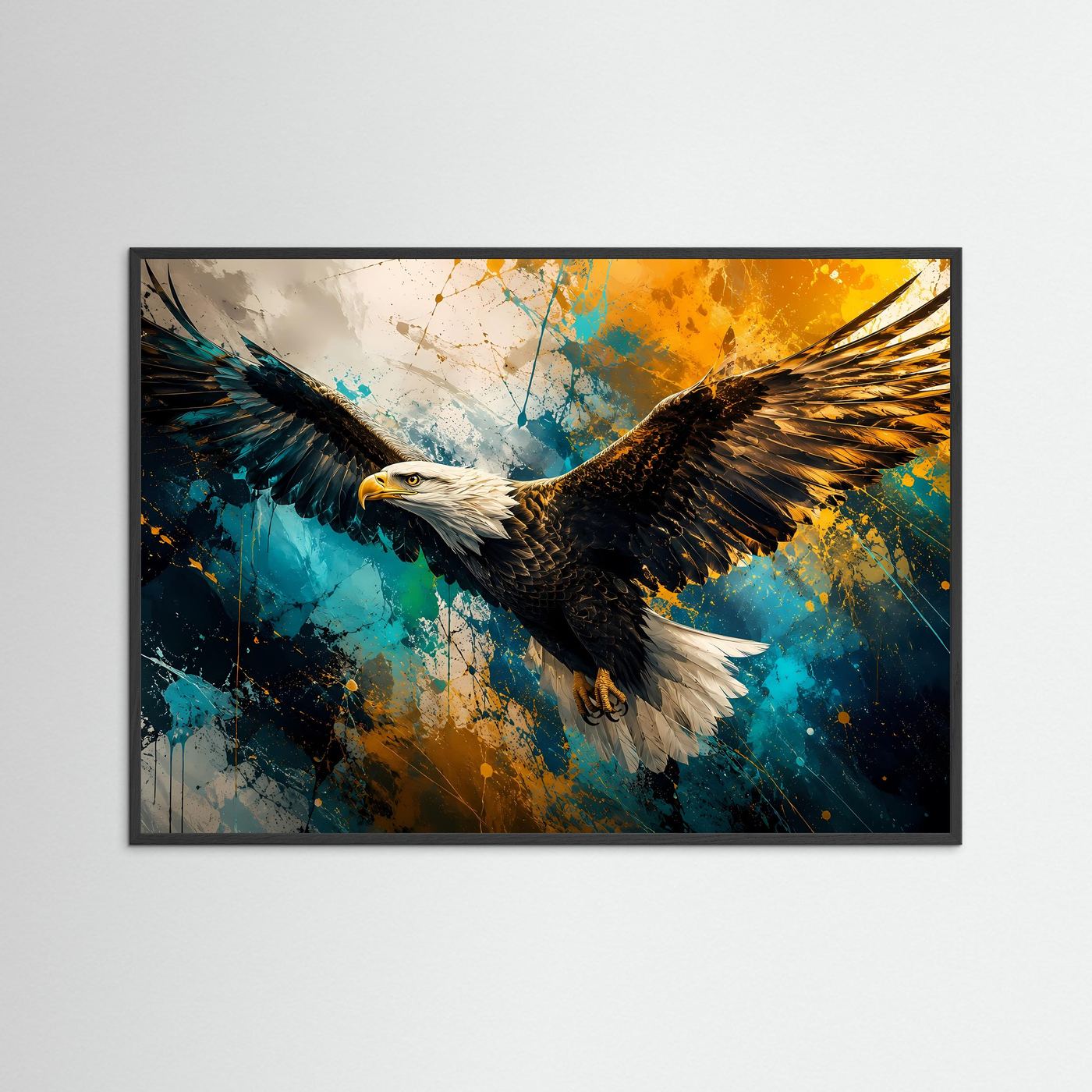 Weißkopfseeadler Poster | Adler Wandbild Modern | Kraftvolles Tiermotiv in Blau und Gold