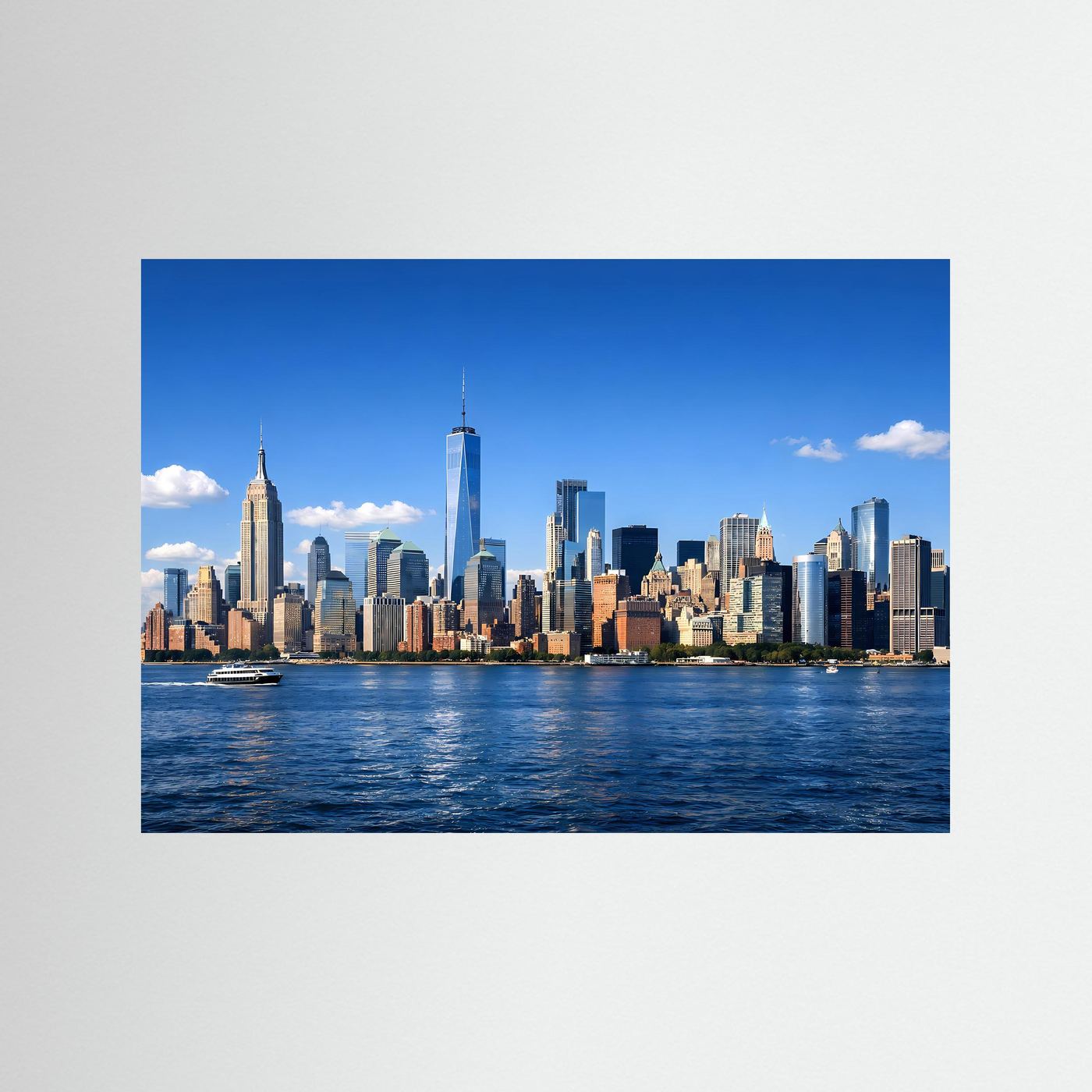 New York City Skyline am Hudson River | Panorama Wolkenkratzer & Metropole Poster Querformat