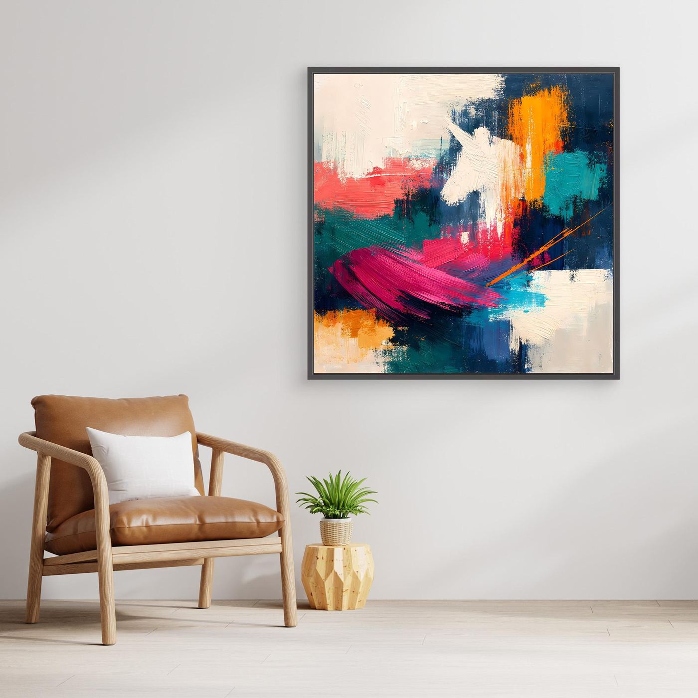 Leinwand Mystisches Einhorn im Farbenmeer | Abstraktes Fantasy Wandbild