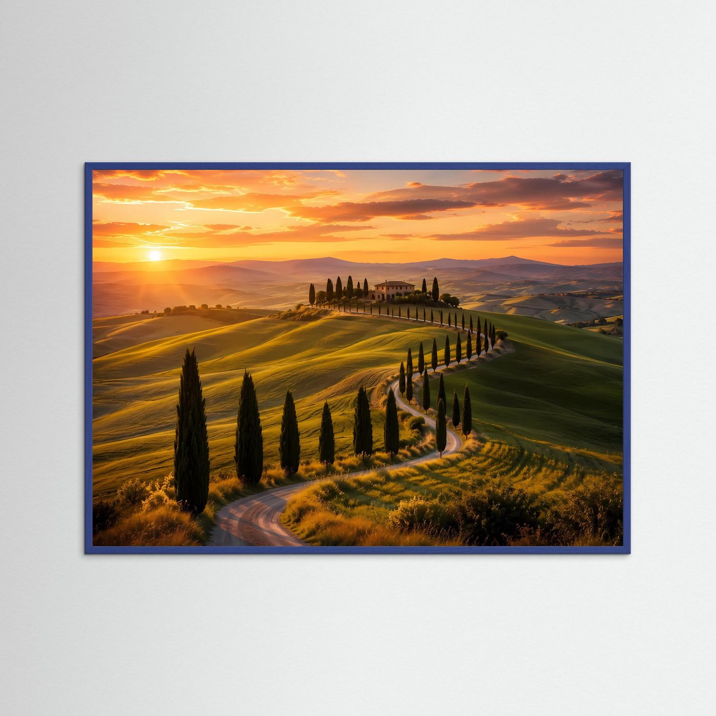 Idyllische Toskana im Sonnenuntergang | Zypressen & Italien Natur Poster