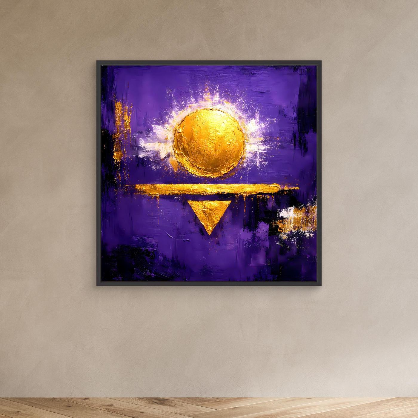 Leinwand Kosmische Sonne auf Violett | Abstraktes Geometrisches Wandbild Moderne Kunst