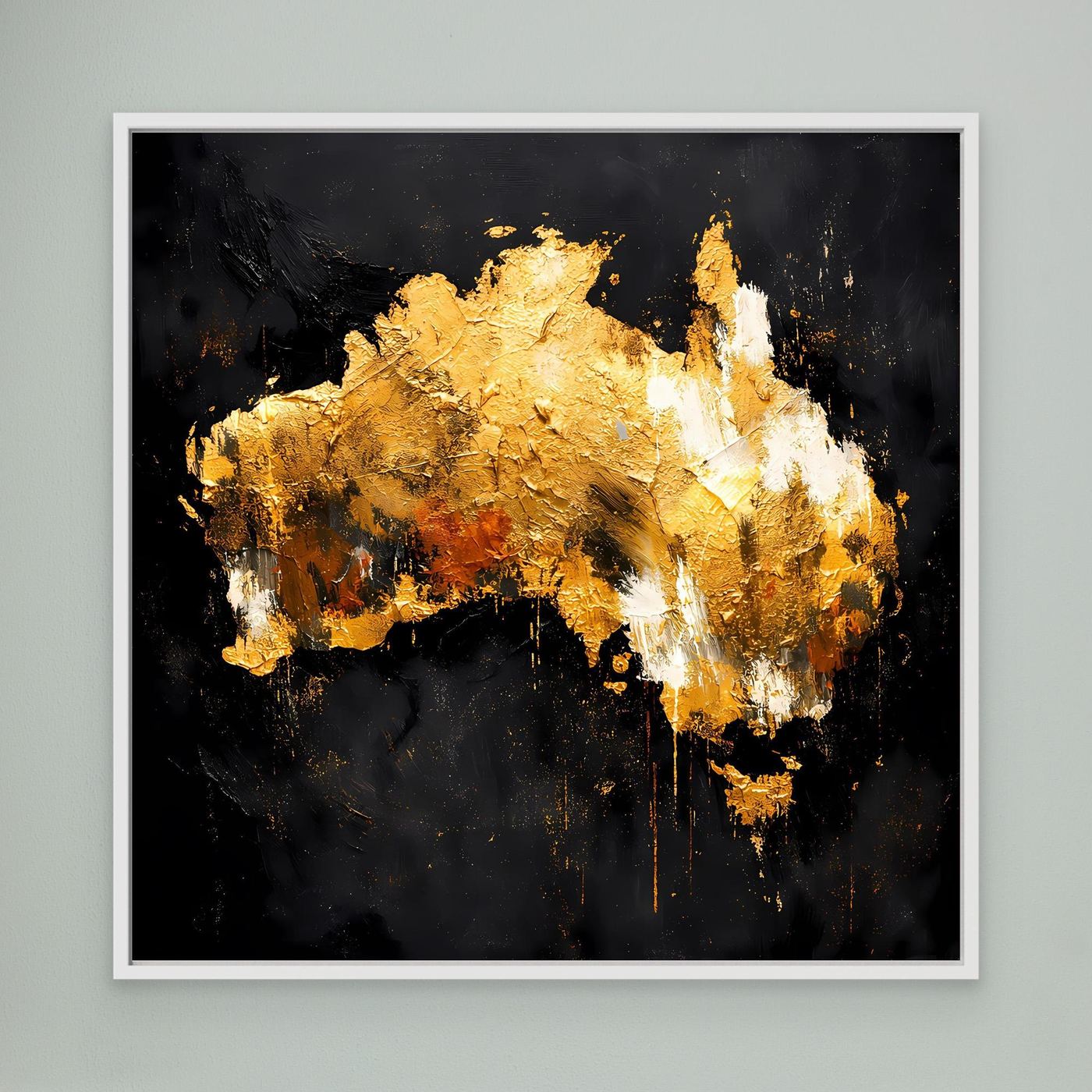Leinwand Goldene Landkarte von Australien | Modernes Luxus Wandbild Kontinent