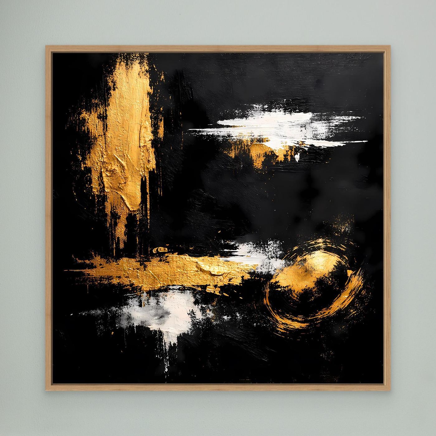 Leinwand Abstraktes Meisterwerk in Gold und Weiß | Modernes Galerie Wandbild