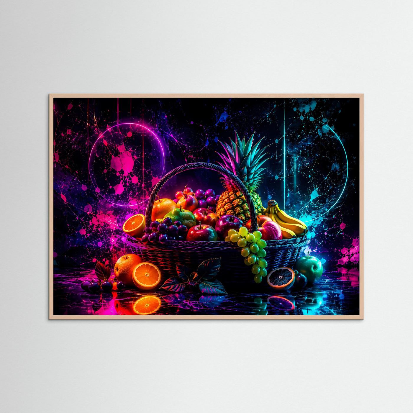 Neon Obstkorb in leuchtenden Farben | Moderne Pop Art mit Früchten