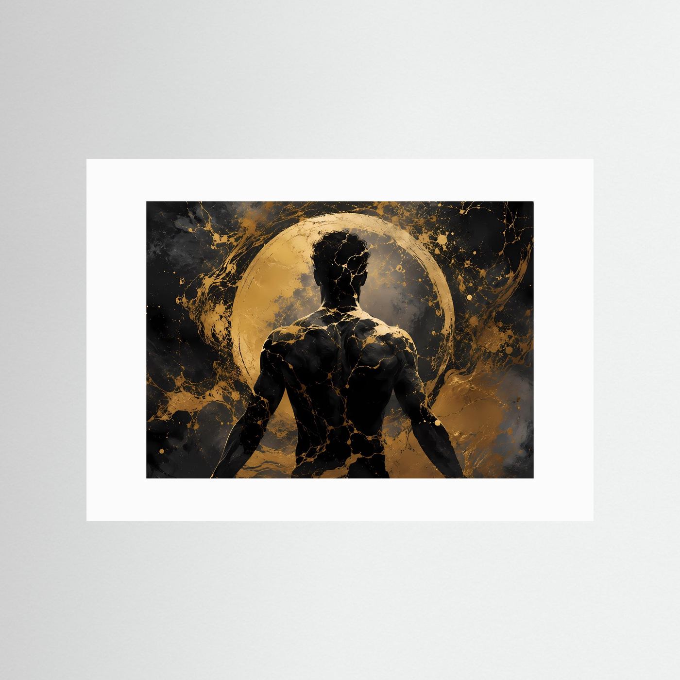 Abstrakter Männerakt Poster | Gold Schwarz Wandkunst | Moderner männlicher Rücken | Elegante Luxus Wall Art | Minimalistisches Leinwandbild