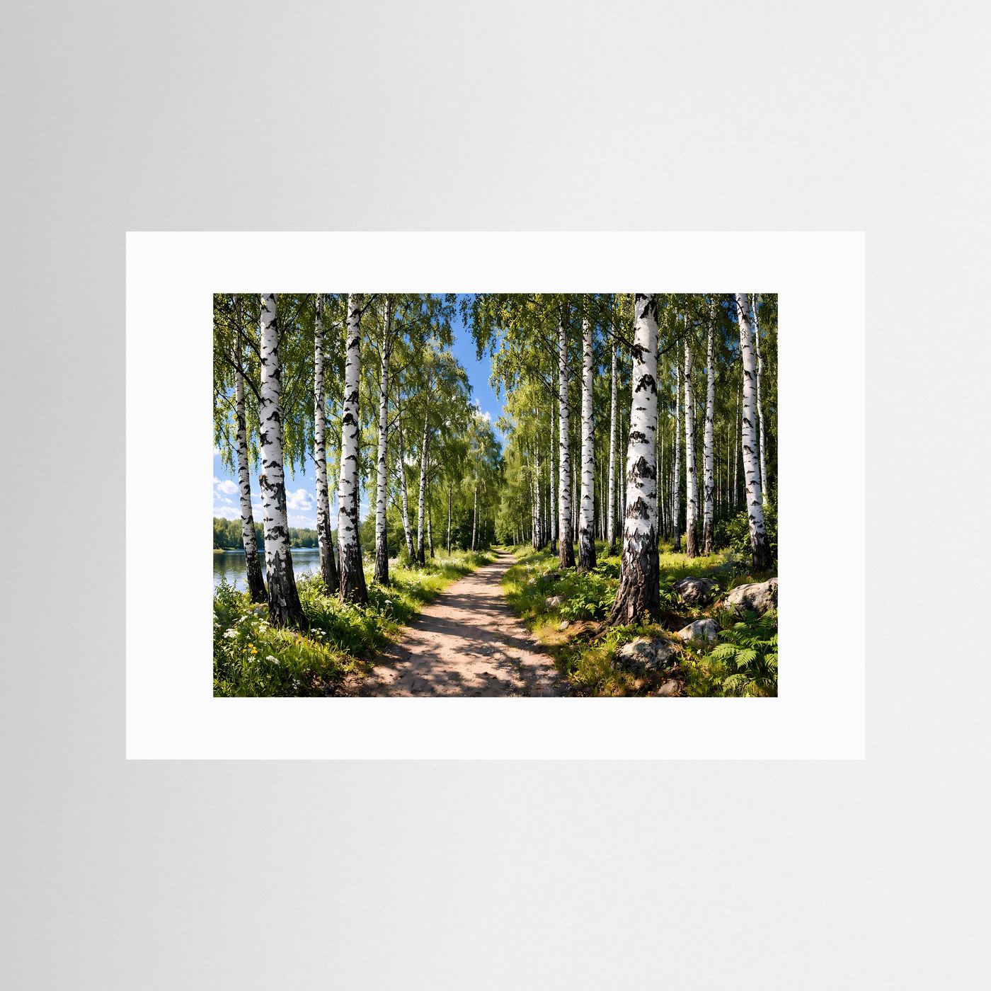 Lichter Birkenwald am Seeufer | Natur & Weg Poster Querformat