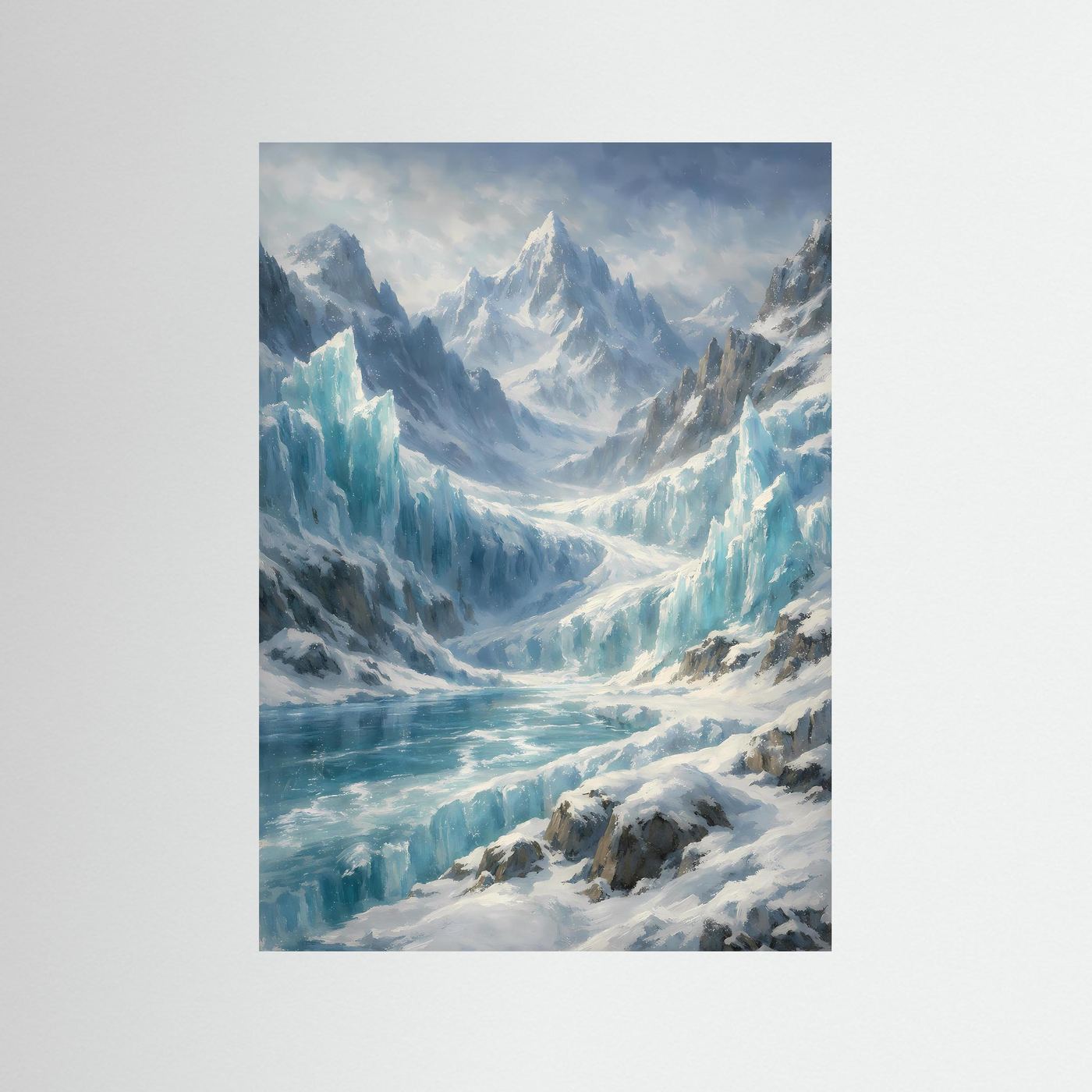Poster mit Gletscherlandschaft, ohne Rahmen, Hochformat