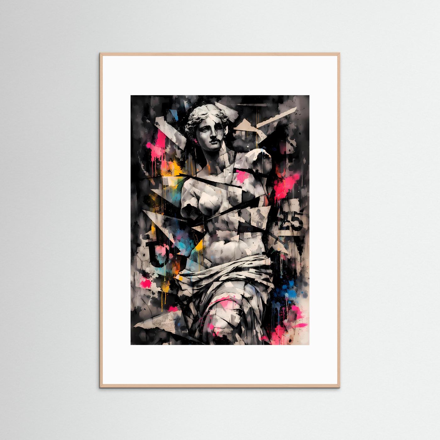 Antike trifft Street Art | Abstraktes Venus von Milo Skulpturen Poster mit Neon-Akzenten | Modernes Kunstposter Hochformat