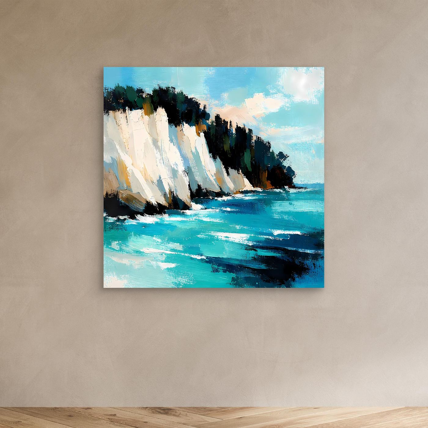 Leinwand Monumentale Kreidefelsen am Meer | Abstraktes Küsten Wandbild Rügen