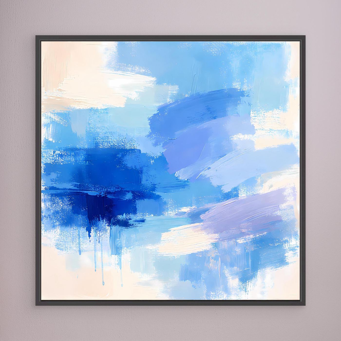Leinwand Abstrakte Blaue Pinselstriche | Modernes Minimalistisches Wandbild Meer