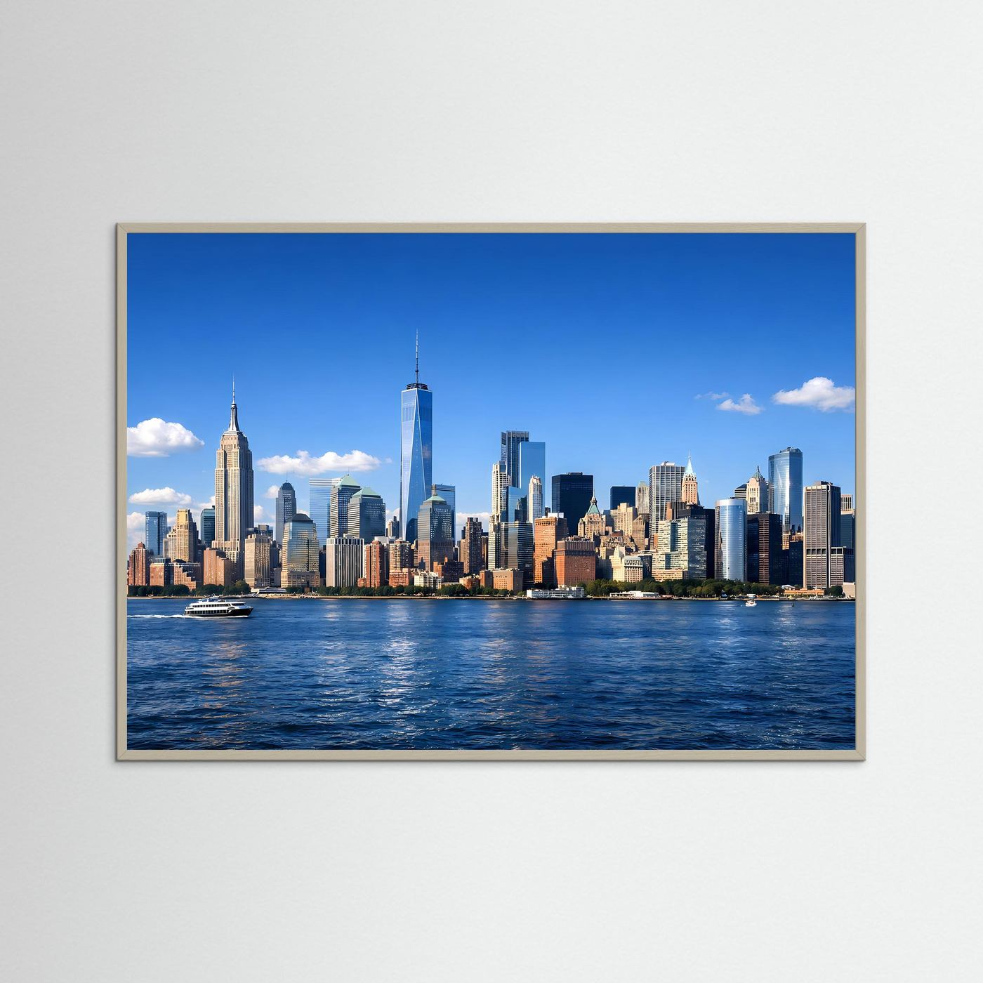 New York City Skyline am Hudson River | Panorama Wolkenkratzer & Metropole Poster Querformat