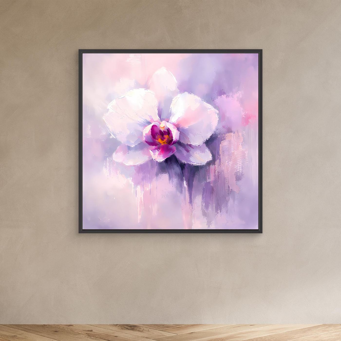 Leinwand Abstraktes Orchideen Blütenbild | Modernes Wandbild Weiß Violett Pink