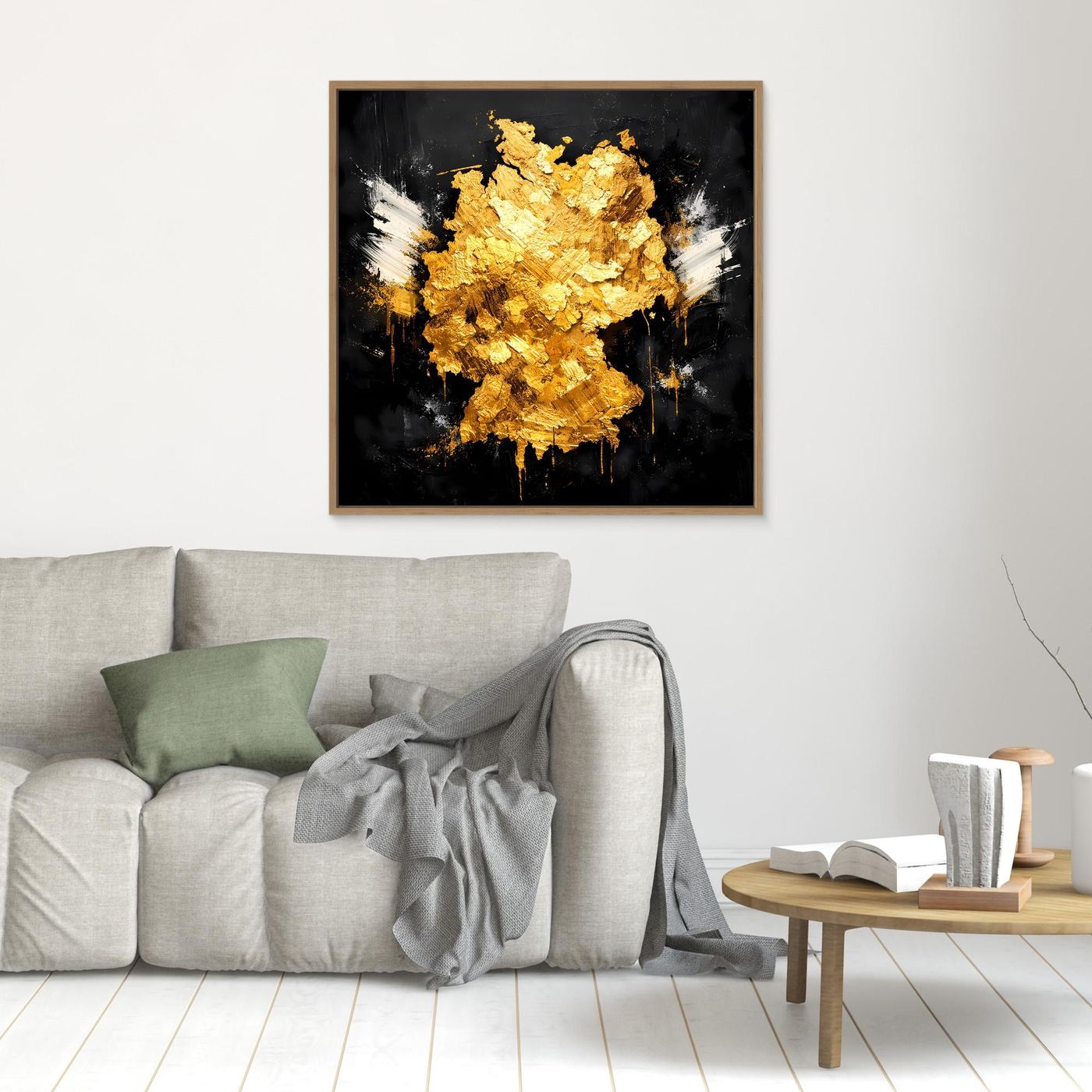 Leinwand Elegante Deutschlandkarte in Gold & Schwarz | Modernes Abstraktes Wandbild