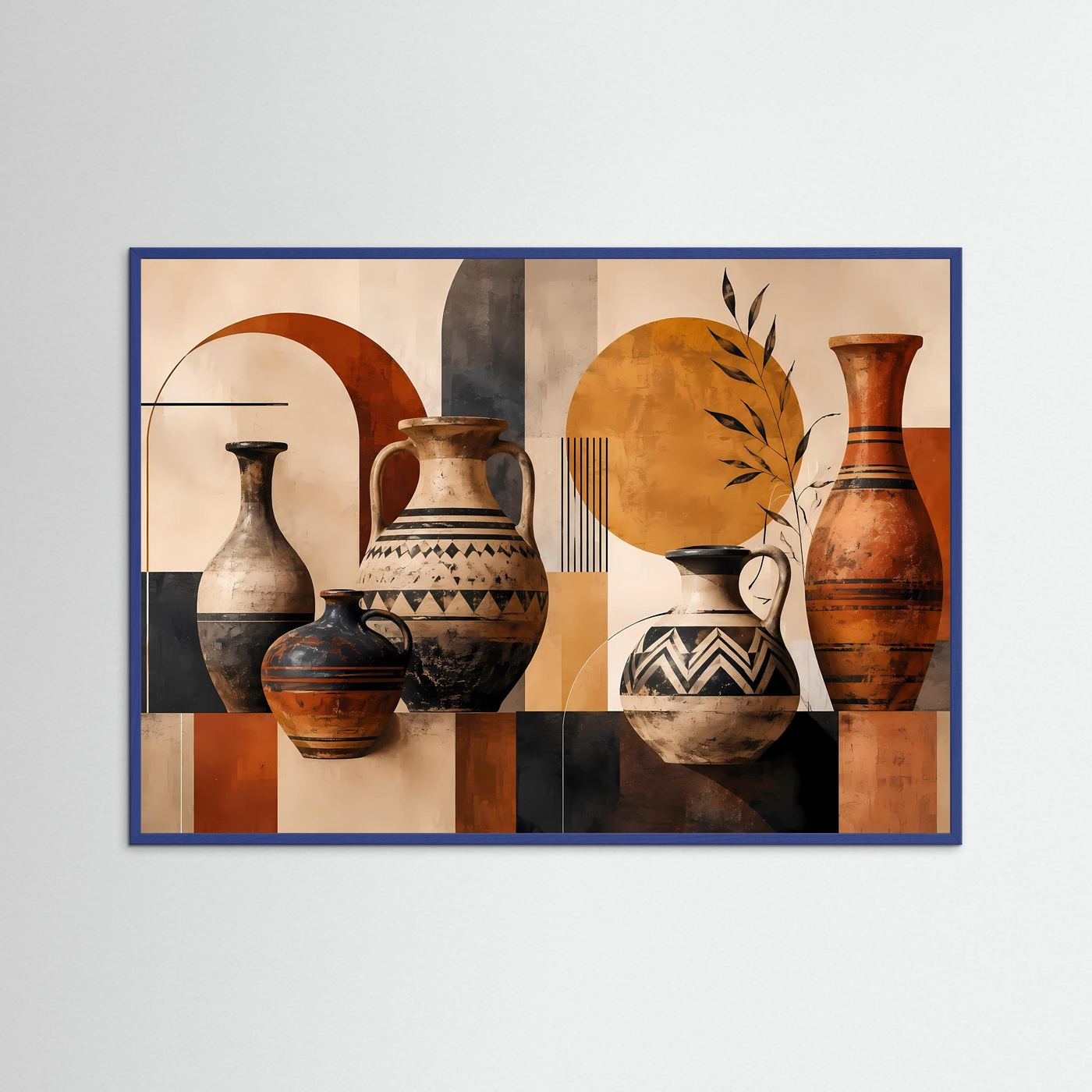 Antike Vasen in Terrakotta & Erdtönen | Abstrakte Boho Kunst Poster Querformat