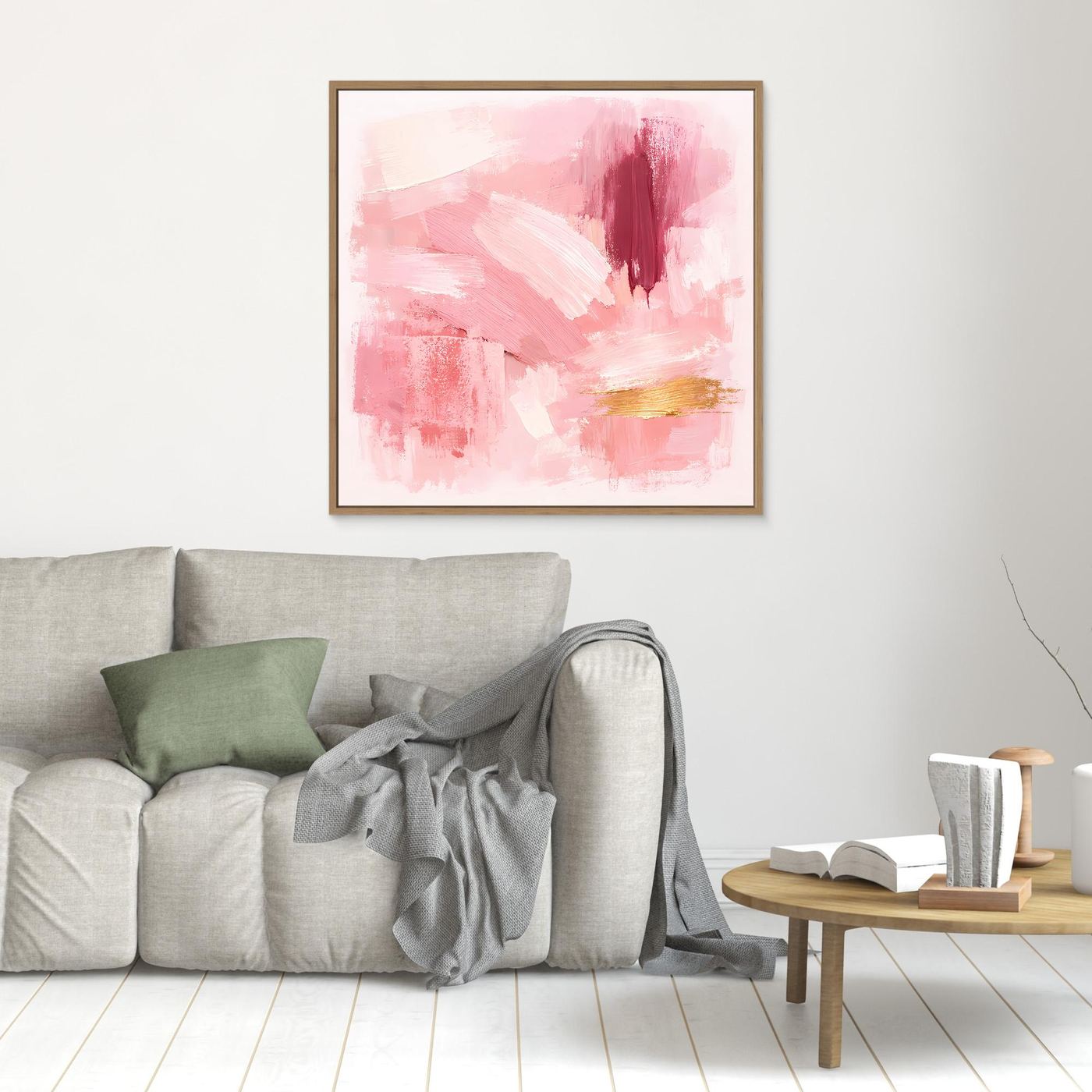 Leinwand Abstraktes Gemälde in Rosa und Gold | Modernes Elegantes Wandbild Pastell