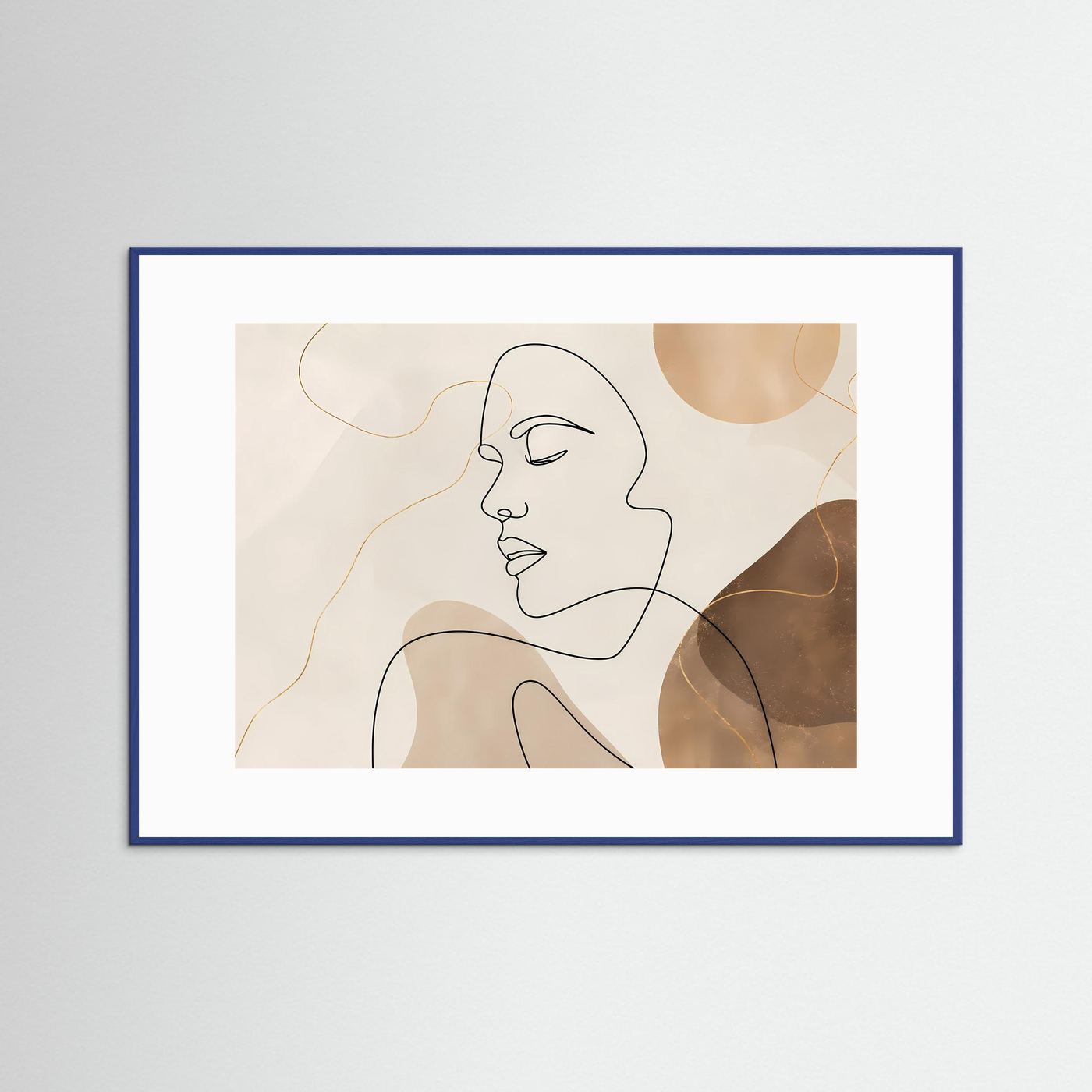 Minimalistisches Line Art Gesicht Poster | One Line Gesicht Wandbild | Moderne Boho Kunst | Abstraktes Frauenportrait | Beige Skandinavische Wanddekoration