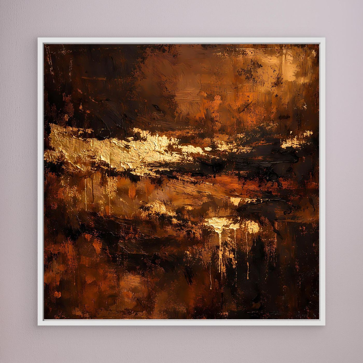 Leinwand Abstraktes Ölgemälde in Gold und Bronze | Modernes Luxus Wandbild