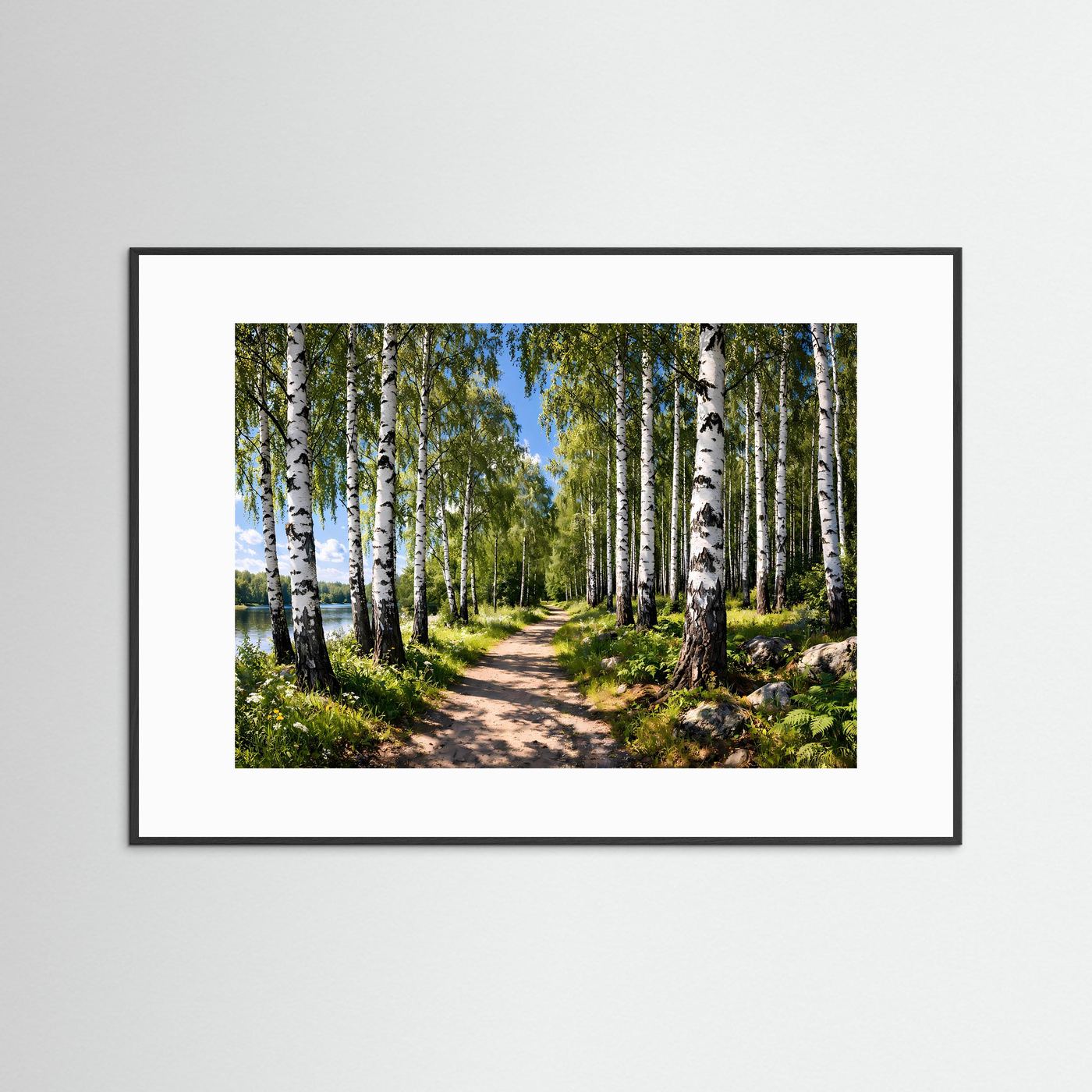 Lichter Birkenwald am Seeufer | Natur & Weg Poster Querformat