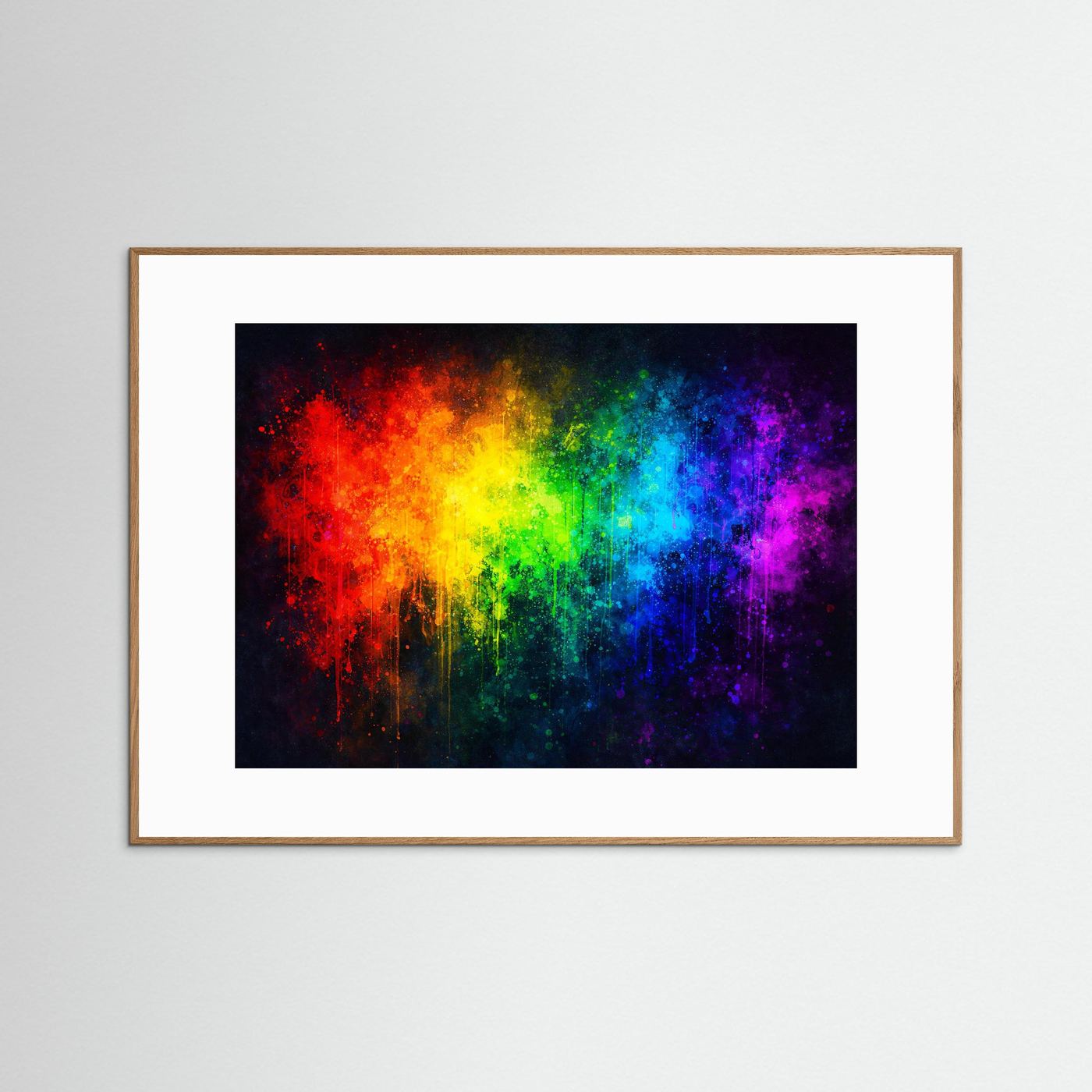 Abstrakte Regenbogen Farbexplosion | Buntes Modernes Wandbild & Kunst Poster Querformat