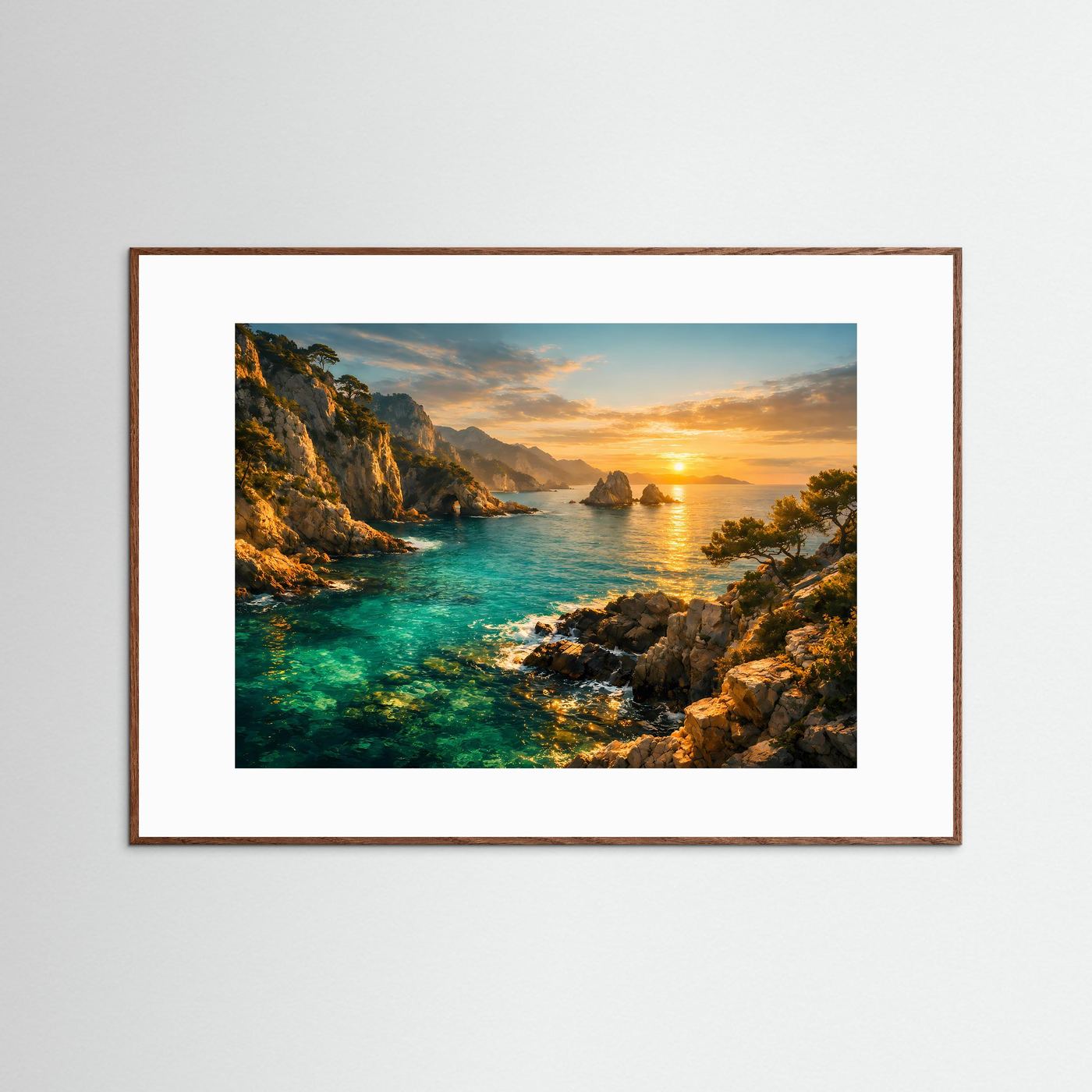 Sonnenuntergang an der Steilküste | Panorama Meer & Natur Poster Querformat