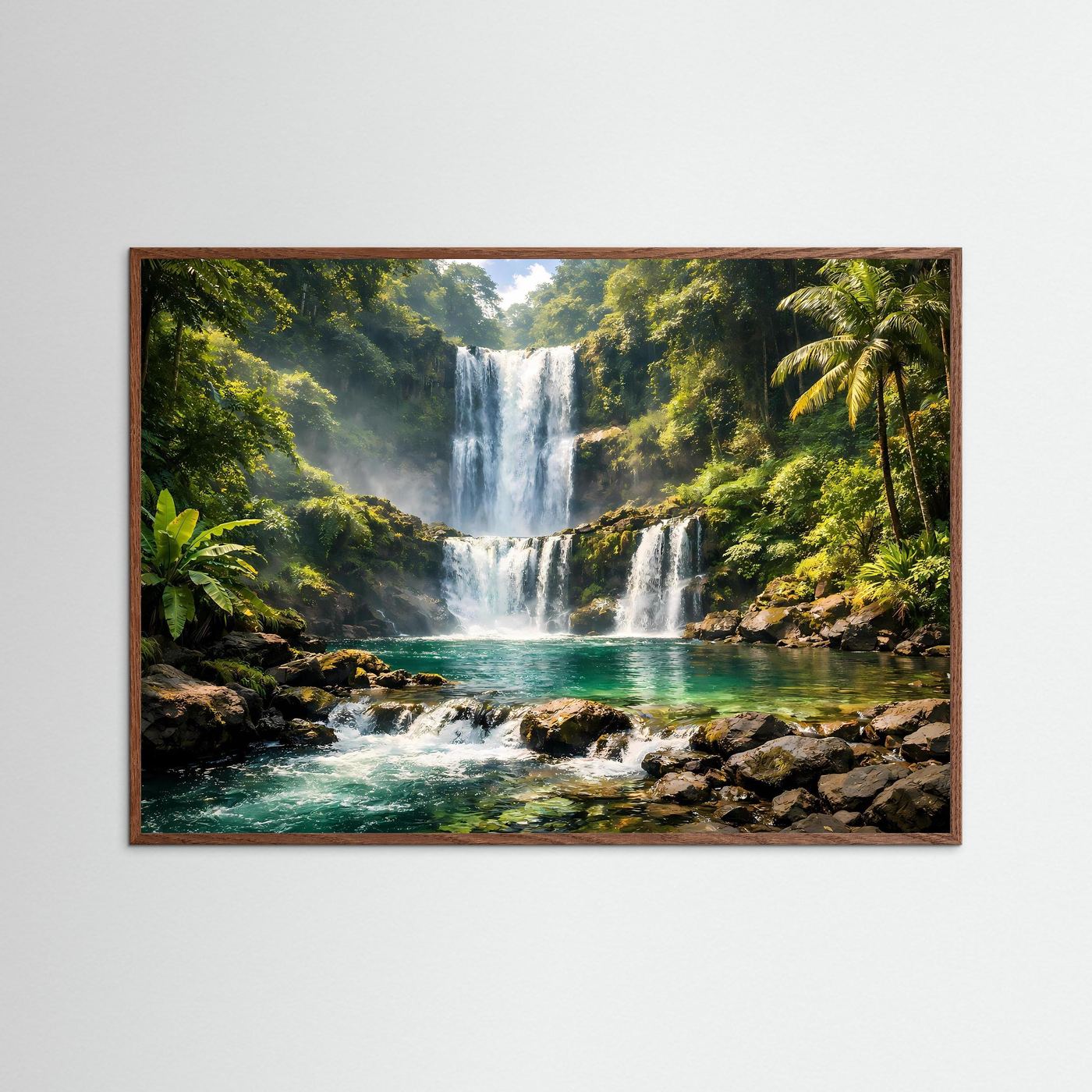 Tropischer Wasserfall im Dschungelparadies | Panorama Natur Poster Querformat