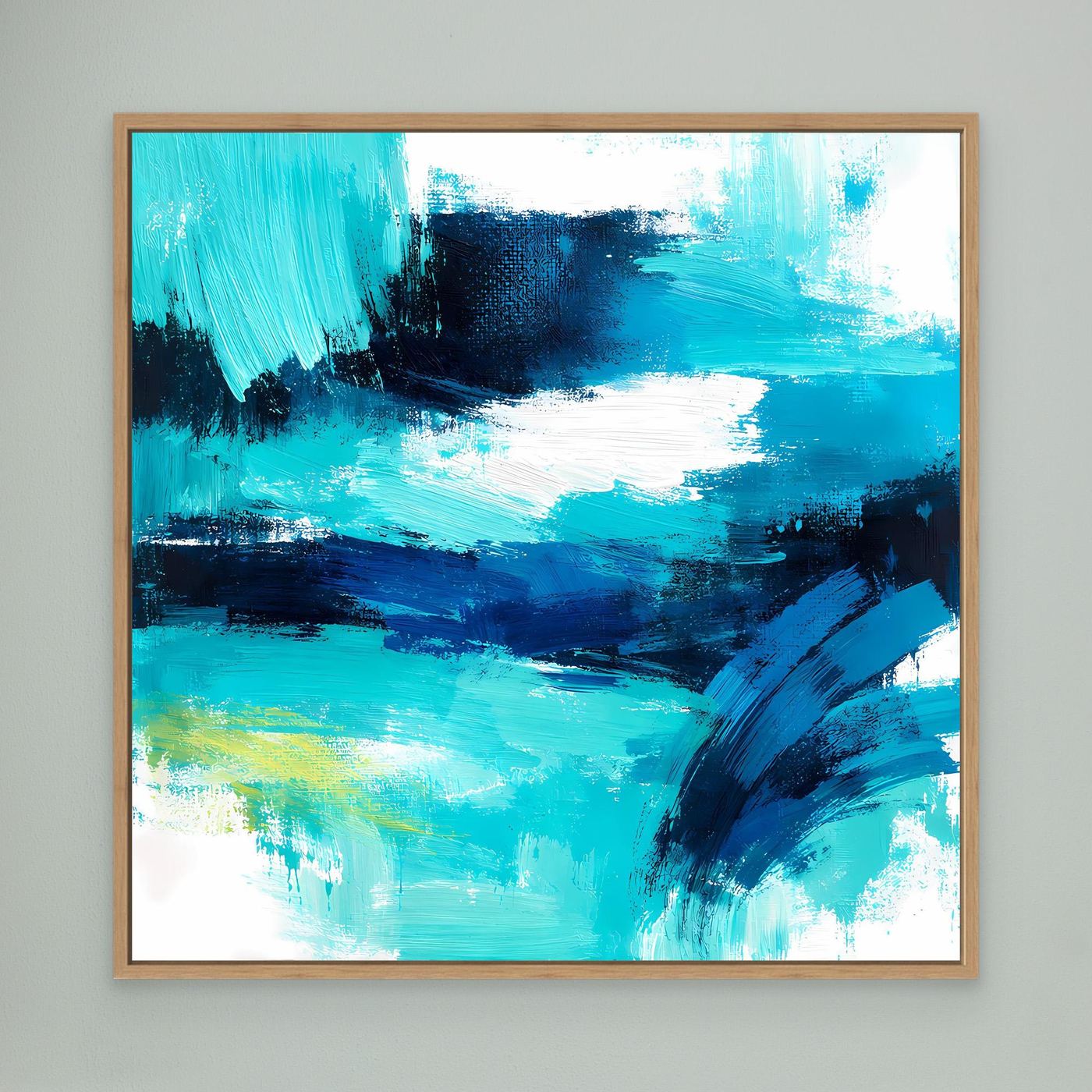 Premium Leinwand Modernes Abstraktes Wandbild Ocean Blue | Maritimes Kunstwerk im Impasto-Stil